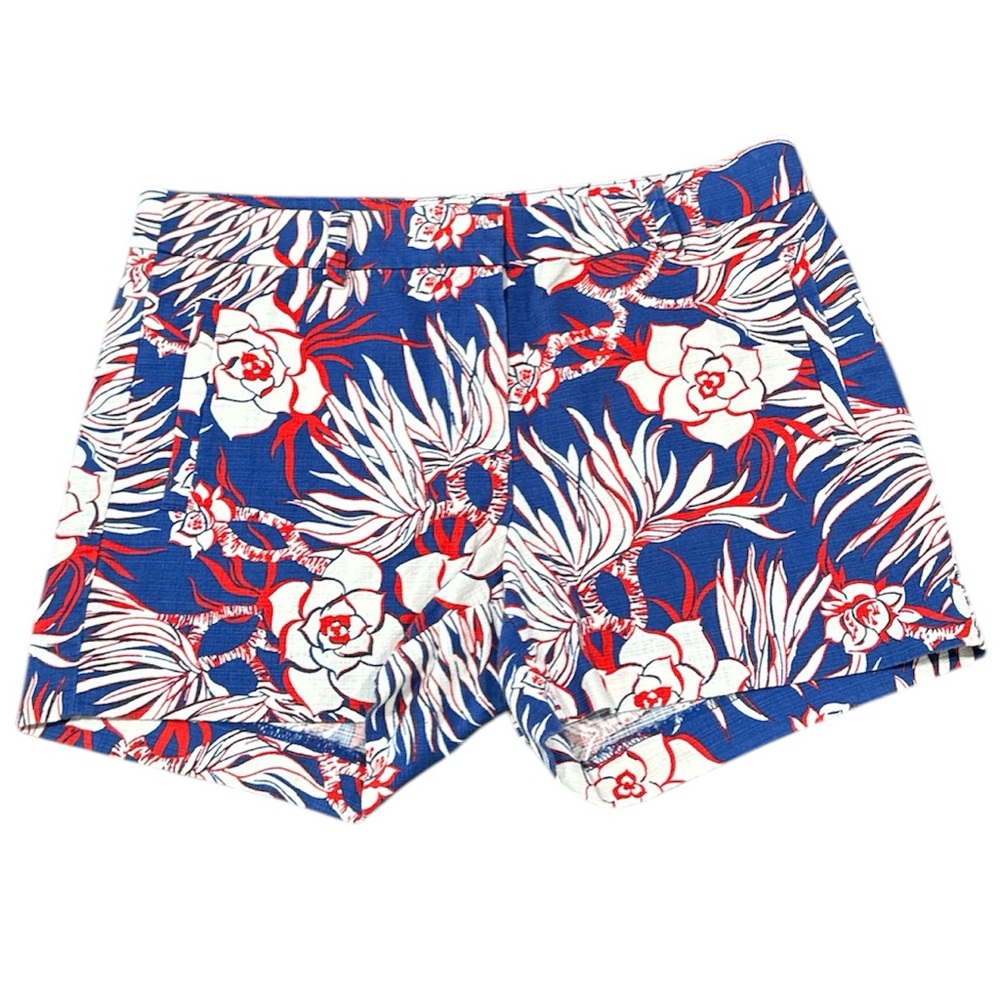 J. Crew‎ Women’s Red White Blue Floral Hawaiian Print Shorts Tropical Size 6